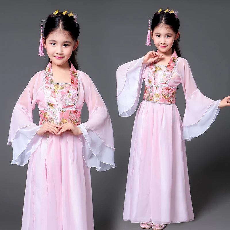 

Chinese Traditional Hanfu Dress Child Clothing Folk Dance Girls Ancient Chinese Opera Tang Dynasty Han Ming Costume Children Kid