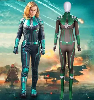 

Avengers Endgame Captain Marvel Costume 3D Original Movie Women Superhero Costume Zentai Suit Halloween