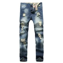 personality Hole Nostalgia Europe and the United States Straight Men jeans