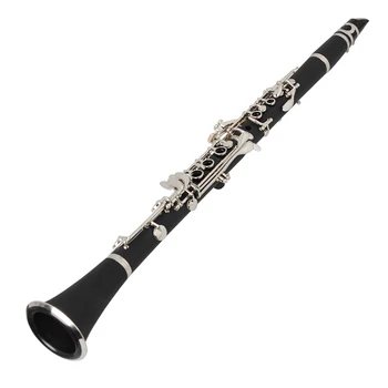 

Bb Flat Clarinet Black Bakelite Silver Keys Woodwind Instrument with Carry Case Reed Cleaning Cloth Mini Screwdriver