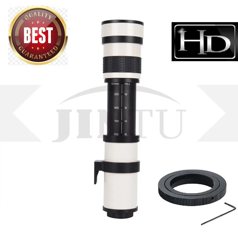 JINTU 420 800 мм HD телефото зум Ручной объектив F/8 3 F16 + T2 адаптер для Canon Nikon SLR Pentax Sony NEX M4/3