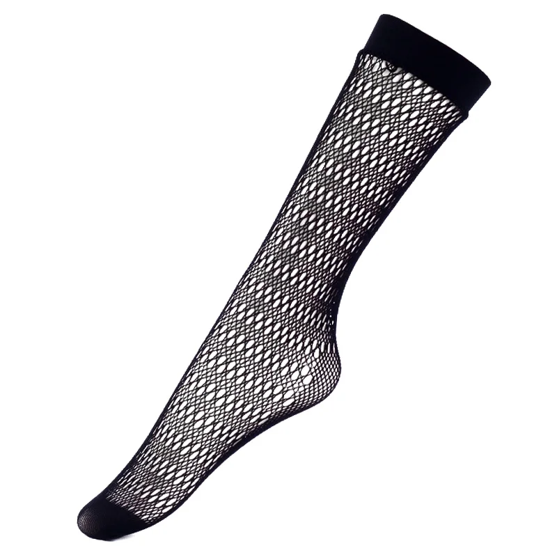 Сексуальные ажурные чулки женские с вязаными вставками черные кружевные носки ромб летние модные женские платья носки до колена