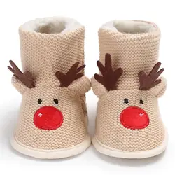Зимняя обувь с рождественским оленем, милые теплые ботинки для мальчиков, ботинки для новорожденных, Свитера для новорожденных