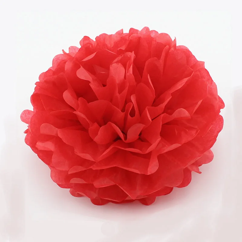 

6pcs. 8"(20cm) Red Paper Tissue Pompom Flowers Engagement Wedding Baby Shower kindergarten Birthday Party Supplies