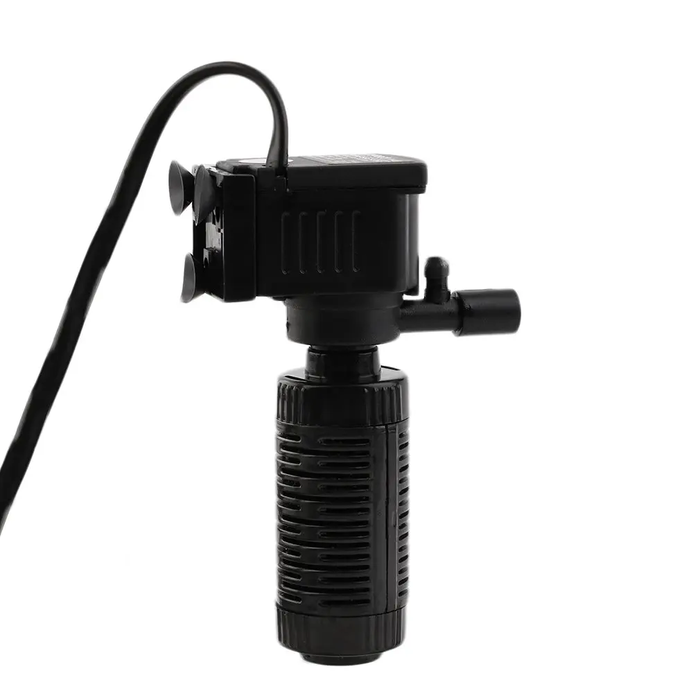

Mini 3 in 1 Aquarium Internal Filter Fish Tank Submersible Pump Spray Black AC220-240V 2 W EU Plug --M25