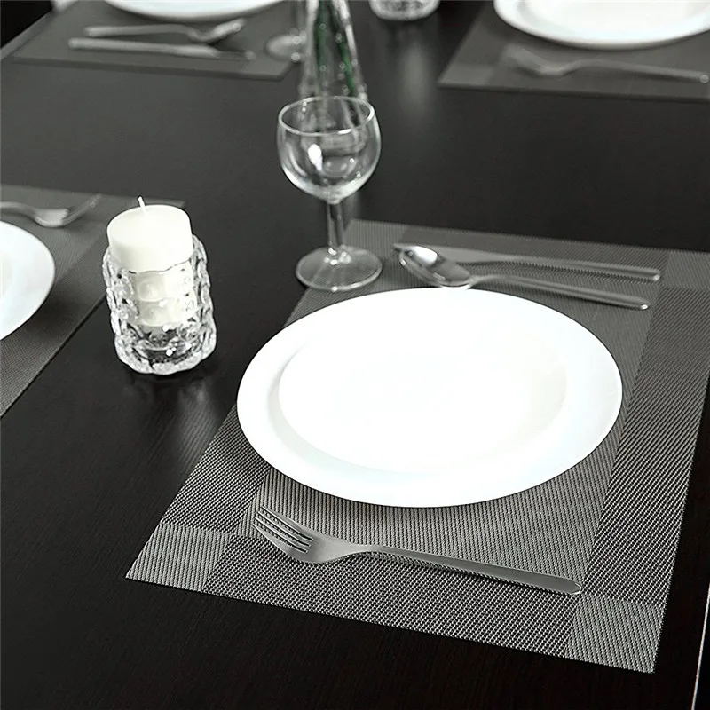 4 قطعة/الوحدة 45*30 سنتيمتر تحديد الموقع pvc الطعام الجدول حصيرة القرص عاء الوقايات للماء الجدول القماش منصات مقاومة سادة