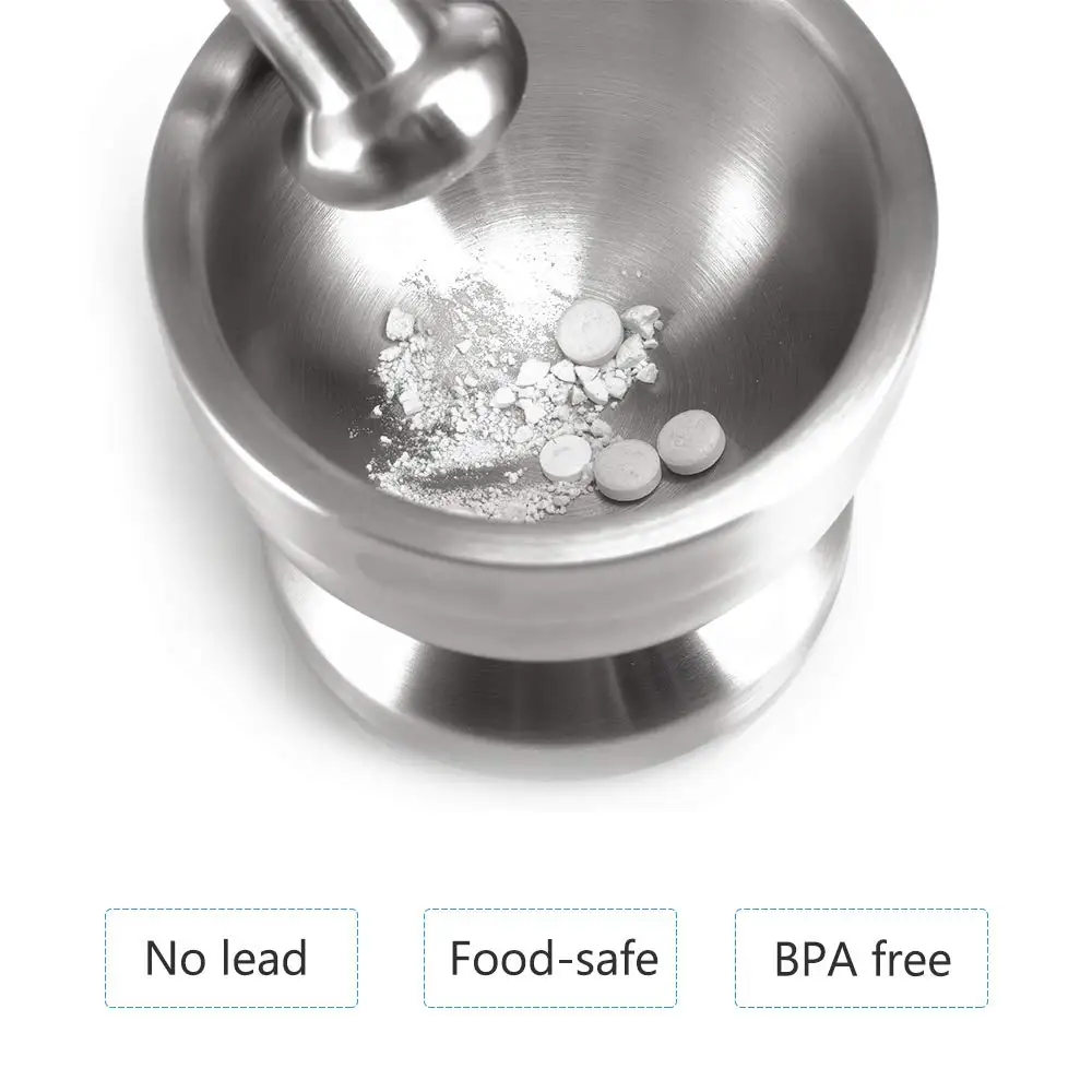LMETJMA Stainless Steel Spice Grinder With Mortar and Pestle Herbs Spice Grinder Bowl Seasoning Mill Pill Crusher KC0245 salt and pepper grinder herb grinder