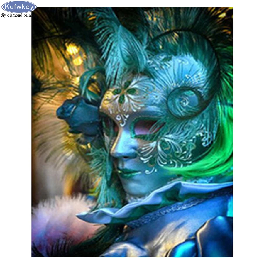 

5D DIY Diamond Painting Woman Mysterious mask Diamond Embroidery Full Square round stone mosaic home Decoration Rhinestone icon