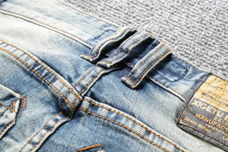 Винтажные классические мужские джинсы ретро потертые Slim Fit маленькие эластичные джинсовые брюки 98% хлопок модные джинсы мужские базовые