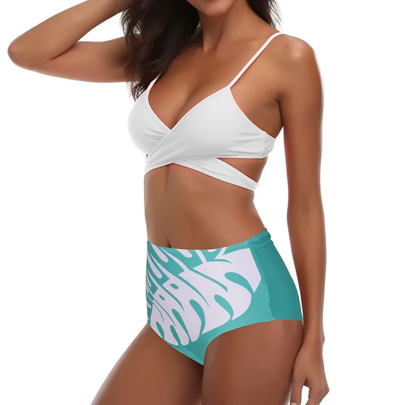 

Ladies Swimsuits Solid Color Sling Cross Bikini Printed Briefs Swimwear for Summer JT-Drop Ship