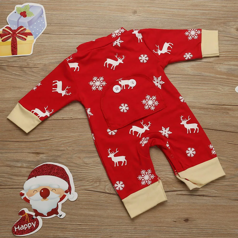 

Newborn Baby Girls Boys Christmas Deer Printing Romper Jumpsuit Pajamas Outfits Oct 11