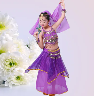 Индии танец живота костюмы для детей танец живота R костюм танец живота R одежда фестиваль одежда Танцы Одежда для девочек - Цвет: purple