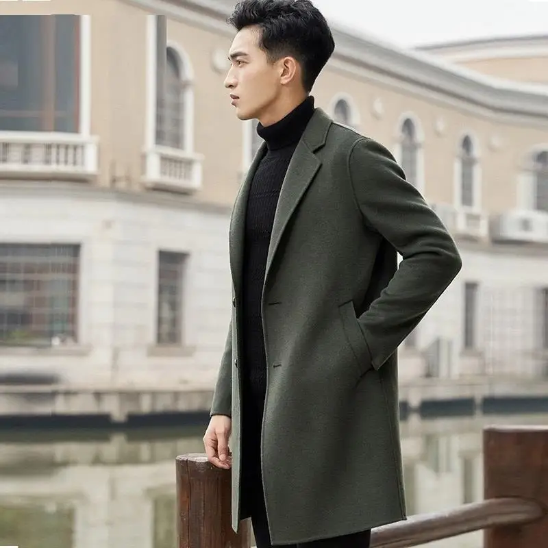 Plaszcz ткань для Chaqueta Larga и куртка Abrigo Hombre мужчин осень Invierno зима корейский шерсть