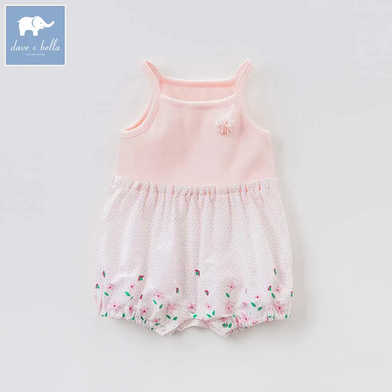 

Dave bella newborn cute baby girls floral jumpsuits children clothing baby rompers DBZ7703
