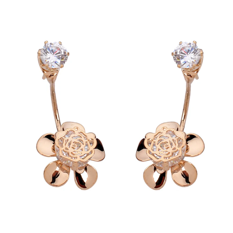 dc19 5 European Design Hollow Flower Crystal Earrings For Women 2015