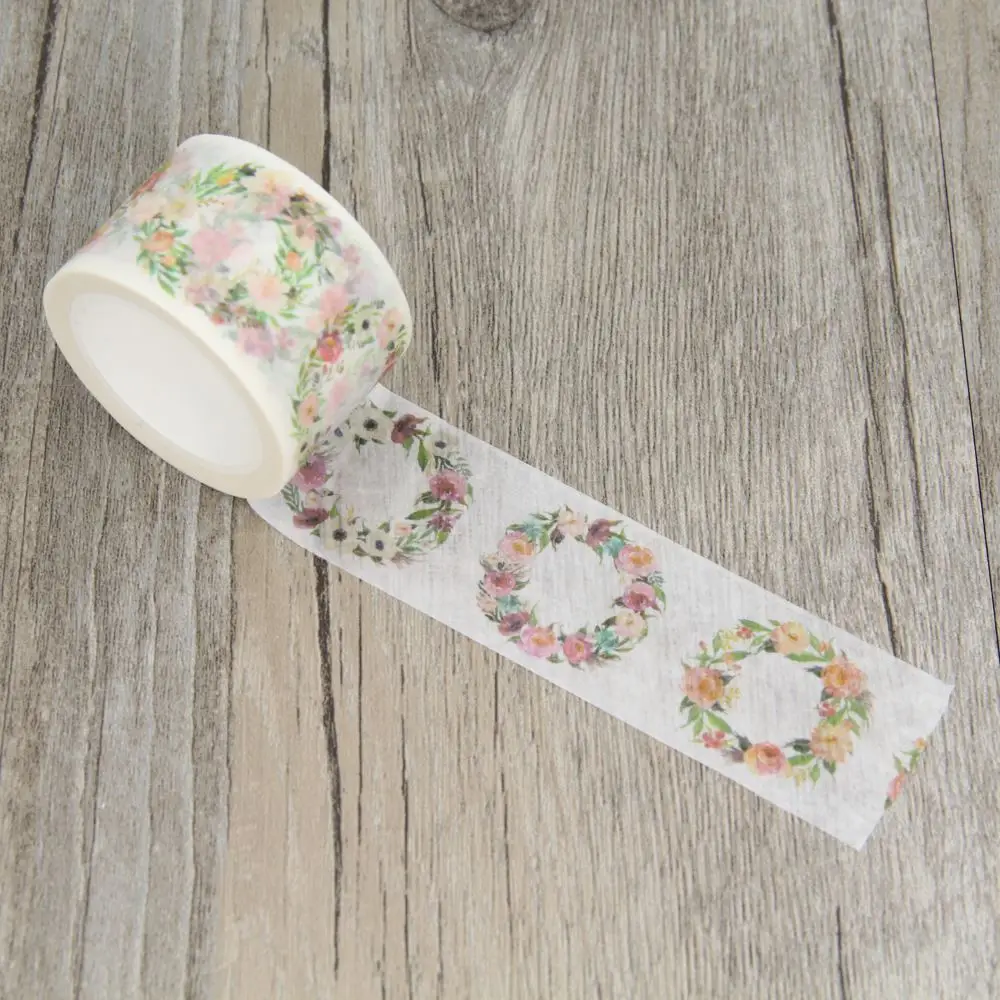 3.0cm Flower Wreath Floral Masking Tapes DIY Washi Tape Scrapbooking