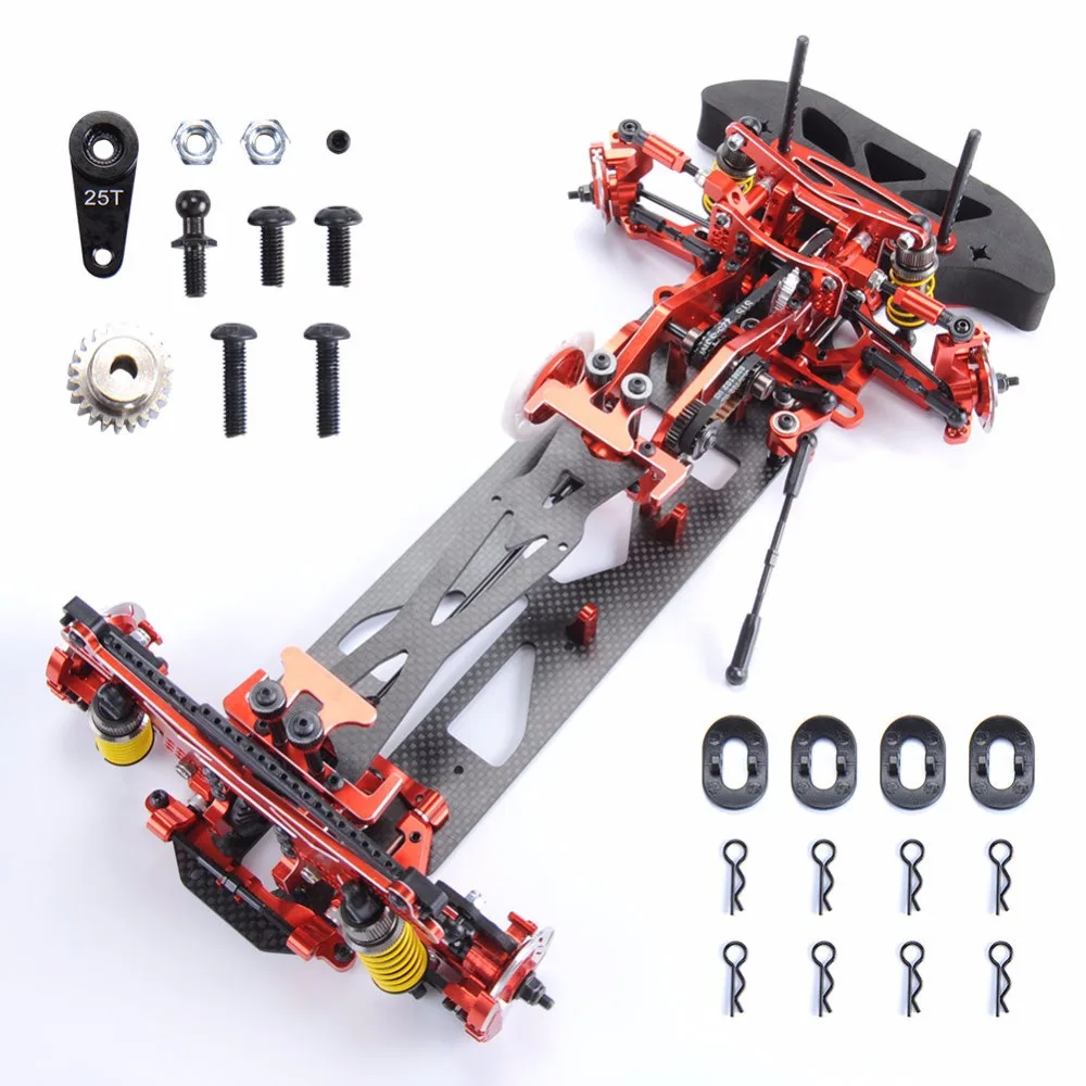 - 3 Color 110 Scale HSP Drift Racing Car Frame Body Kit in Alloy ampCarbon Fiber fit 110RC Control Car Model Parts and Accessories