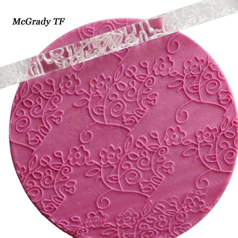 Flower Rolling Pin For Cupcake Design Fondant Cake Impression Rolling