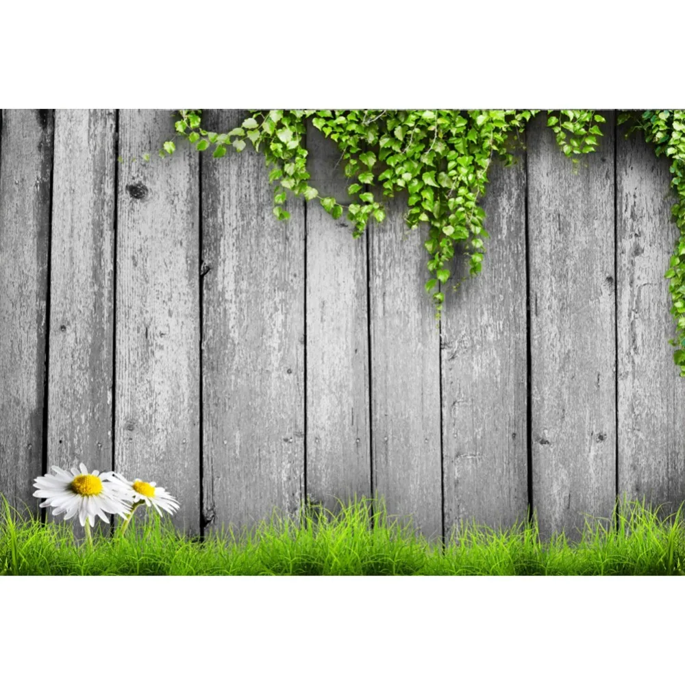 

Laeacco Flowers Wooden Boards Wall Grassland Baby Children Scene Photography Backgrounds Photographic Backdrops For Photo Studio