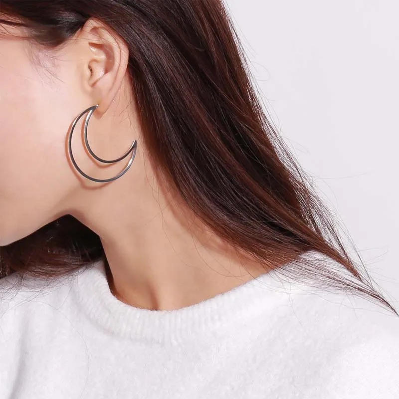

FUNIQUE 2018 Geometric Moon Stud Earrings Earring For Women Jewelry Brincos De Gota Feminino Hot Sale
