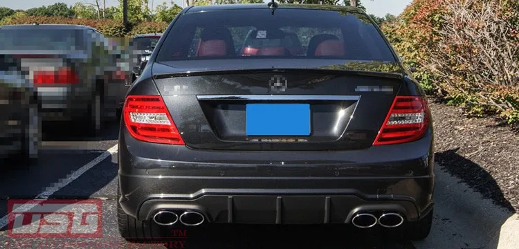 C63 Стиль w204 PP пластиковые диффузор, губа на задний бампер для 2011 2012 2013 Benz C180 C200 C280 C300 C350& C63 бампер