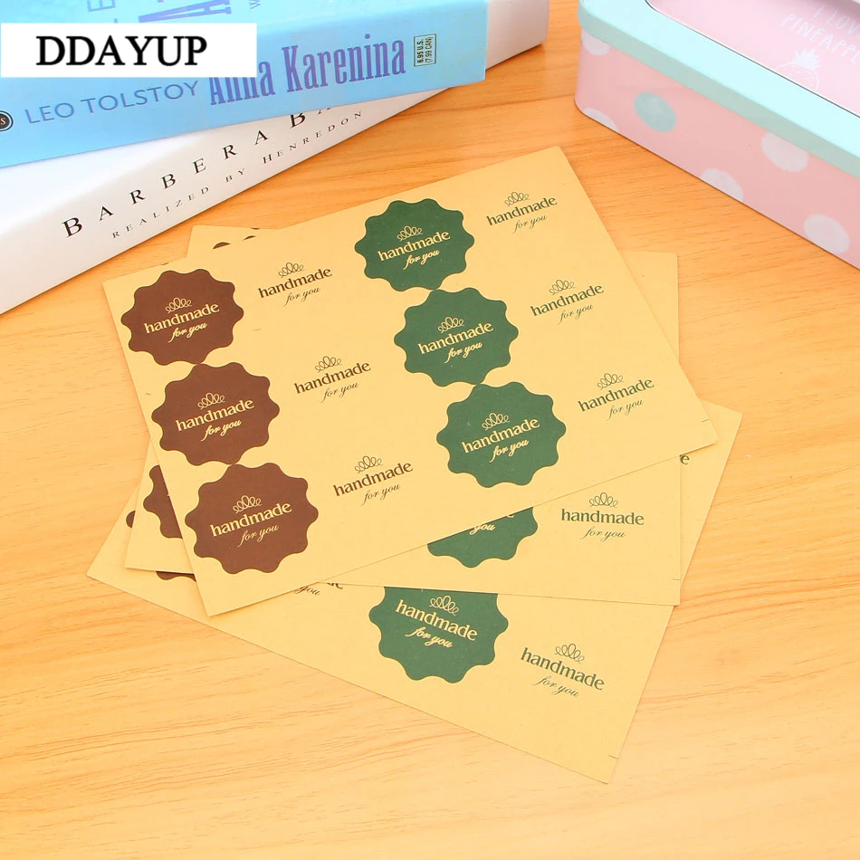 

120pcs/10sheet Rushed Handmade Adhesive Stickers Kraft Label Sticker Diameter For Diy Hand Made Gift Cake Candy Paper Tags