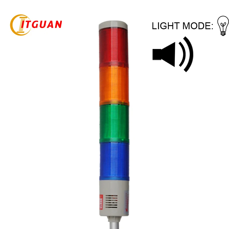 

LTA-205 DC12V/24V AC220V 4 Layer Bulb tower light signals Alarm 90dB signal tower light with alarm sound