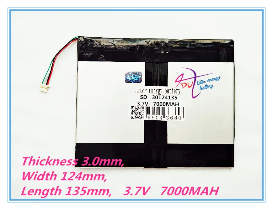 Kopen 4 draad lithium polymeer ion batterij 30124135 3.7 V 7000 MAH Met plug Voor CH, Tablet PC Batterij, perfecte kwaliteit van lar