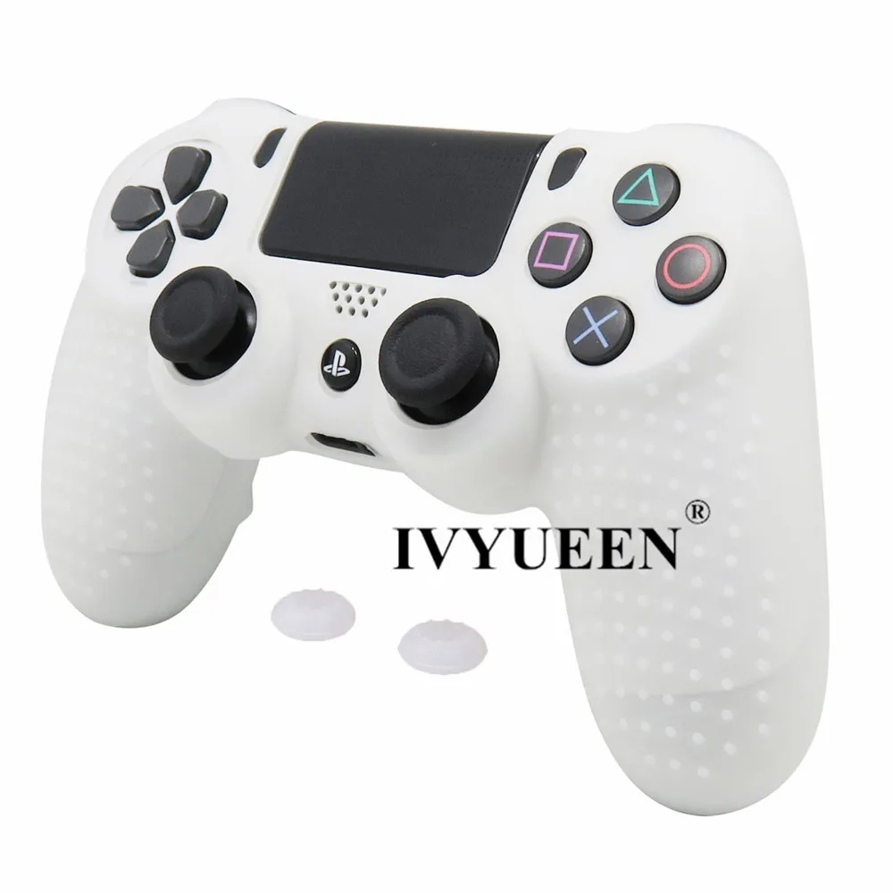 IVYUEEN высокое качество анти-скольжения силиконовый чехол для Dualshock 4 Игровые приставки PS4 Pro тонкий контроллер чехол с аналоговый стик шапки - Цвет: Clear Case