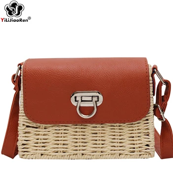 

Fashion Handmade Woven Messenger Straw Bag Small Summer Beach Bags for Women 2019 Luxury Handbags Women Bags Designer Borsa Mare