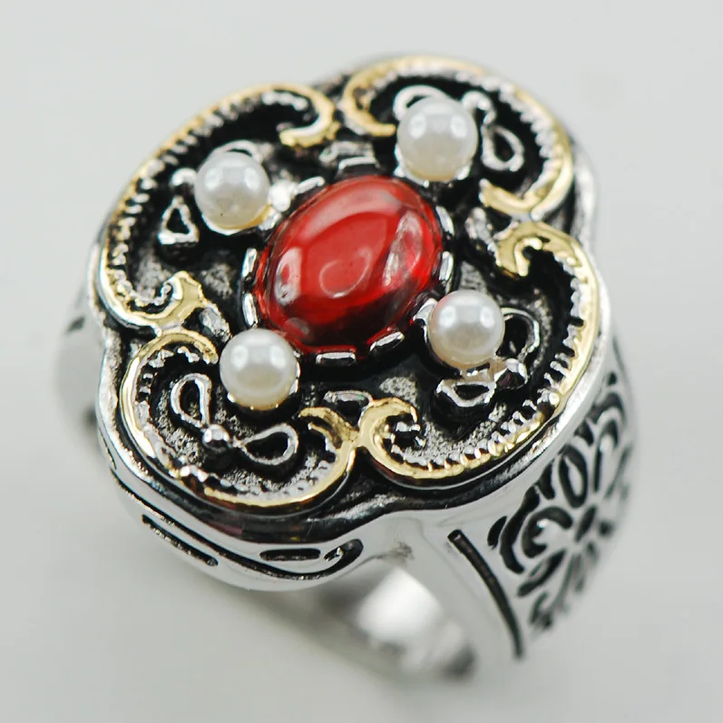 

Garnet Wtite Pearl 925 Sterling Silver Ring Size 6 7 8 9 10 F992