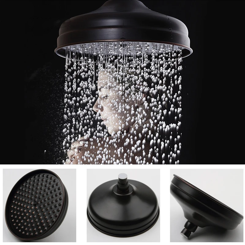quyanre wanfan frap black shower faucets set rainfall shower head brass handshower waterfall tub spout bath shower2