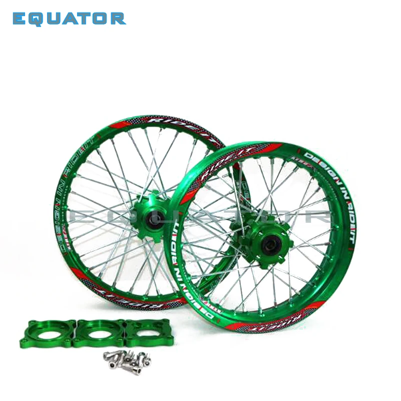 

Front 1.60-17" Rear 1.85-14" Alloy Wheel Rim with CNC Hub of 15mm hole For KLX TTR125CC Dirt Pit bike 14 17 ihch Green wheel