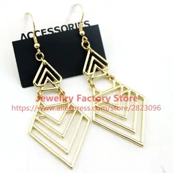 

300sets /lot geometric figure style earrings fashion gold silver colors jewelry earrings wholesale geometric figure earrings