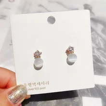 Нежный камень кошачий глаз звезда шпильки золотые, розовые серьги цвет кубические модные циркониевые серьги женские шпильки ювелирные изделия