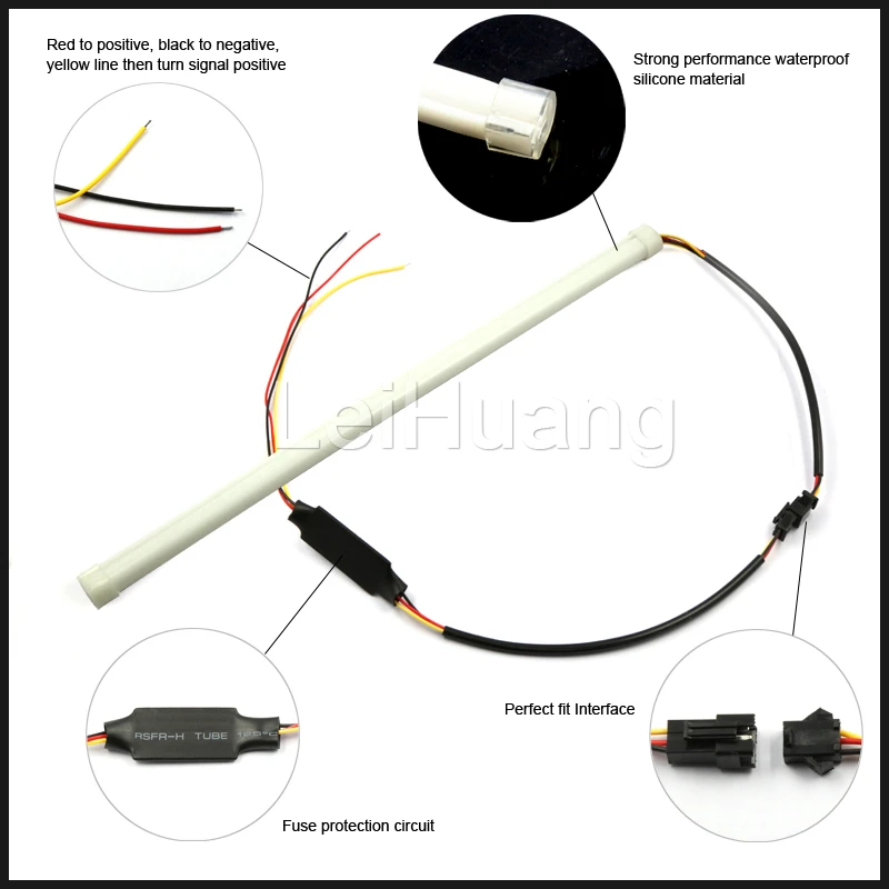 2Pcs 30CM 45cm 60cm 85cm Flexible Car Soft Tube LED Strip Light DRL Daytime Running Lamp 13 colors optional | Автомобили и