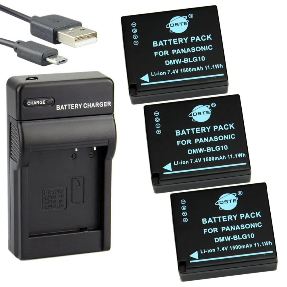 

DSTE 3PCS DMW-BLG10 Li-ion Battery + UDC120 USB Port Charger for Panasonic Lumix DMC-GF6 Digital Camera