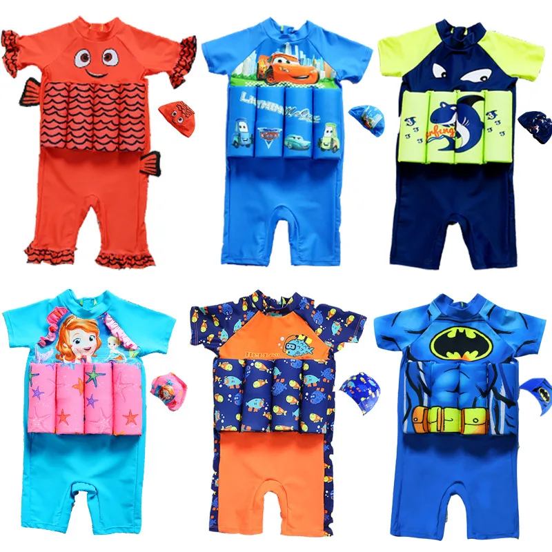 

New Kids Swimsuit Boy Zip Swimming Suit Float Buoyancy Swimwear Detachable Bathing Suit Protective Safe Learning Lesson Swimwear