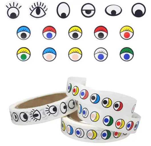 New Self adhesive Paper Eye nose mouth Stickers 1000pcs 1 Roll Black Color Children Handmade