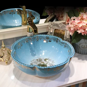 

China Artistic Handmade Ceramic wash basin Lavobo Round Counter top sinks bathroom wash basin bowls