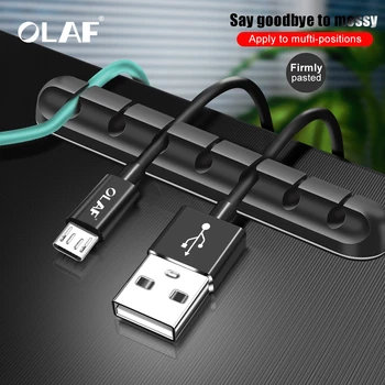 

OLAF Cable Organizer Silicone USB Cable Winder Flexible Cable Management Clips Cable Holder For Mouse Headphone Earphone