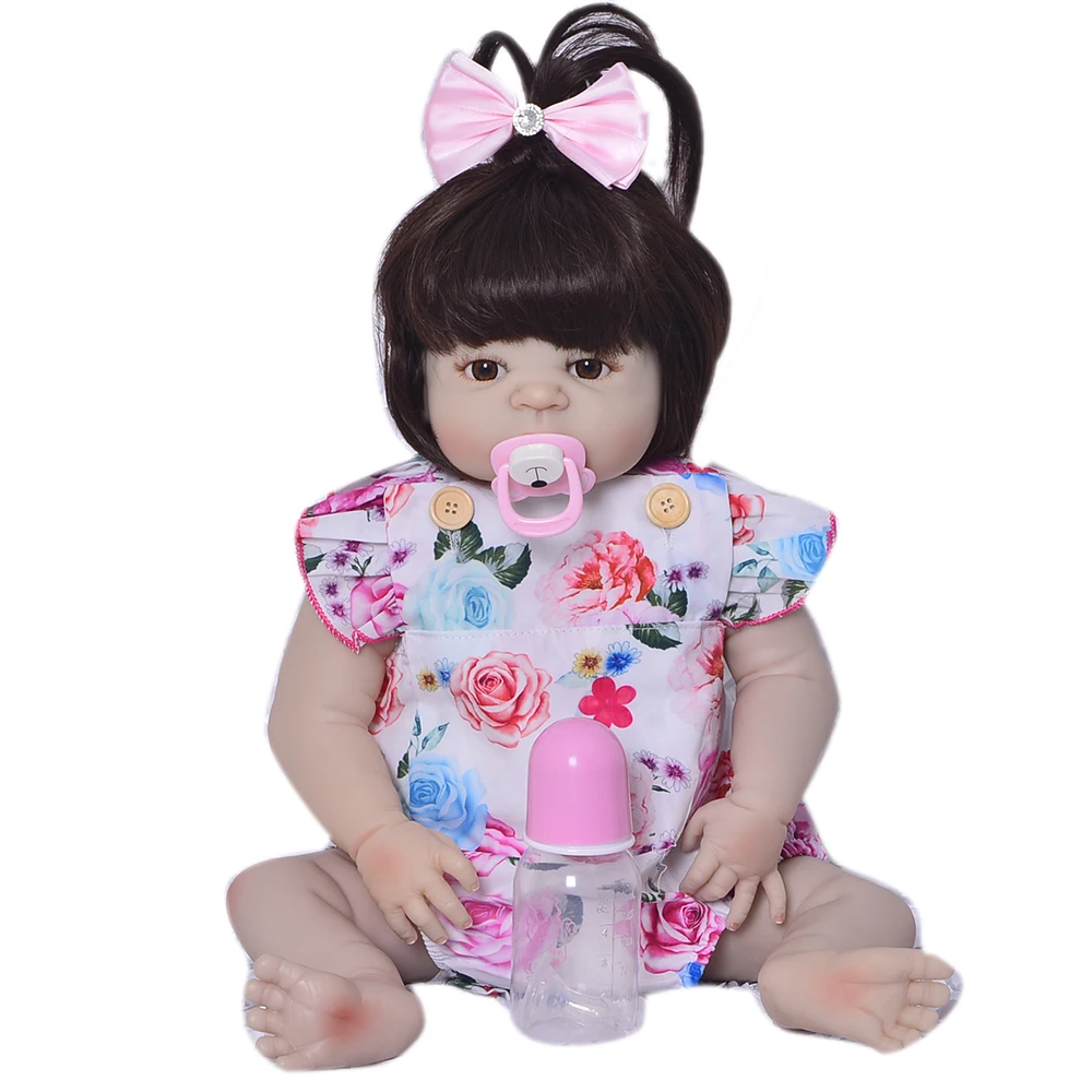 57 cm Realistic Reborn Bonecas Full Silicone Vinyl Newborn Dolls DIY Toy For Kids XMAS Gifts Lifelike 23'' Reborn Girl Dolls 