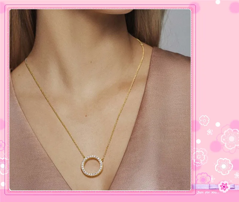 18 карат позолоченное серебро универсальный и 45 см регулируемый блеск подвески ожерелья для женщин ювелирные изделия с прозрачным CZ SHN002