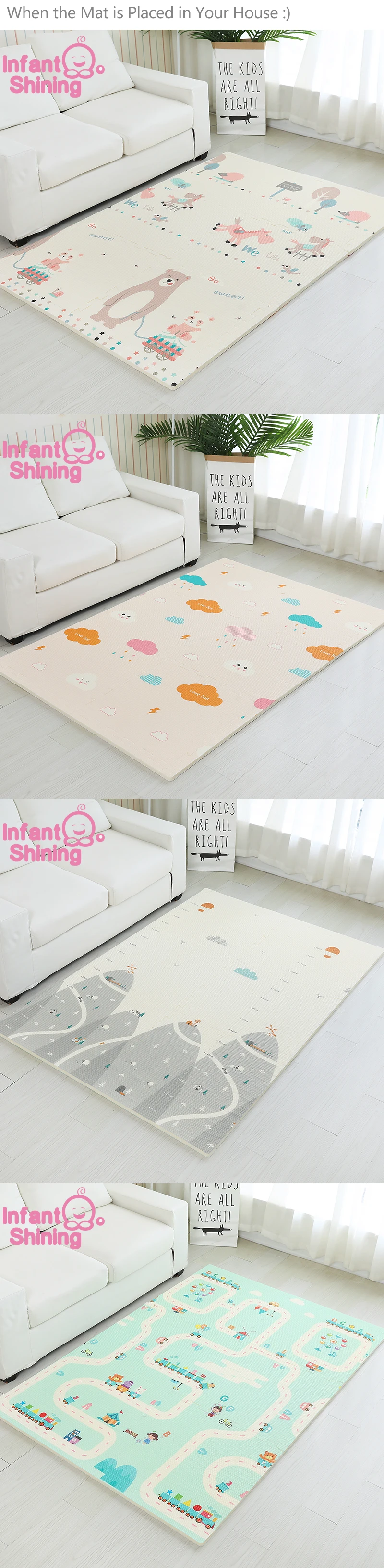 Esteira do Bebê Tapetes de Chão Sala de Estar Bebê Brilhando Espuma Criança Jogar Esteira 180*120*2 cm 71*47 * 0.8in 6 Pçs 0-8y Impermeável Xpe 5 0.8in) 6 pçs tapetes de chão espuma
