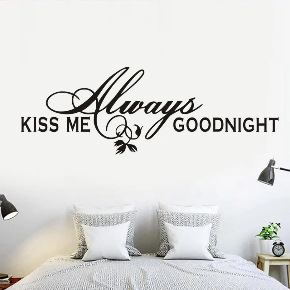 Kiss Me Always Goodnight Sweet And Romantic Saying Wall Sticker Pvc Vinyl Window Glass font b