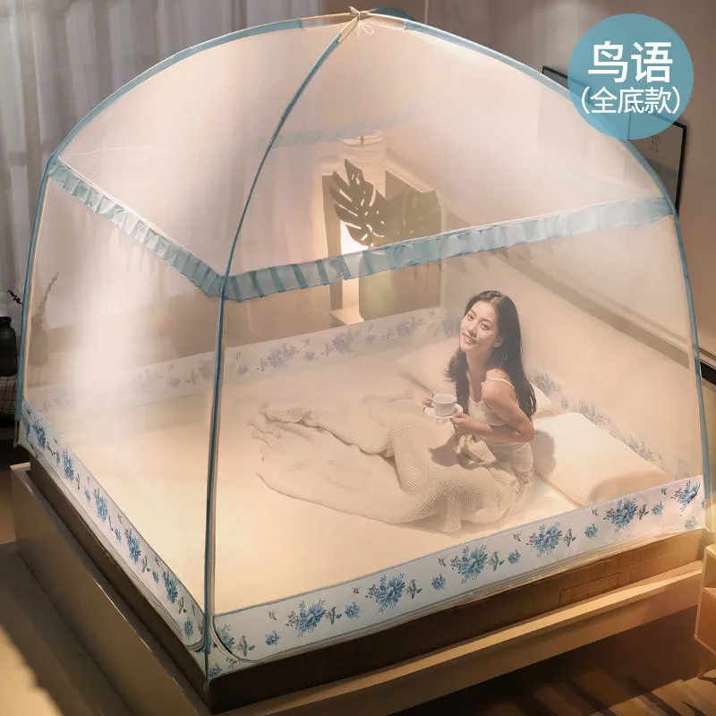 Mongolian yurt mosquito net Household 1.8m bed double 1.5 m encryption thickening 2018 new three-door 1.2 m