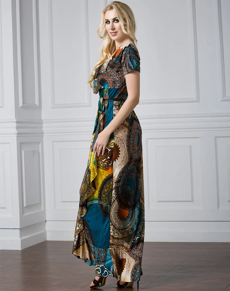 Женское летнее платье с v-образным вырезом и коротким рукавом размера плюс 7XL, асимметричное гофрированное Платье с принтом, платье русалки, Vestidos Verano
