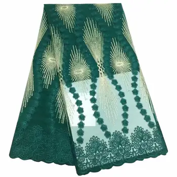 

Latest New African Cord Lace Fabric 2019 Green Gold White tissu africain guipure Nigerian Water Soluble Lace Fabric for Women