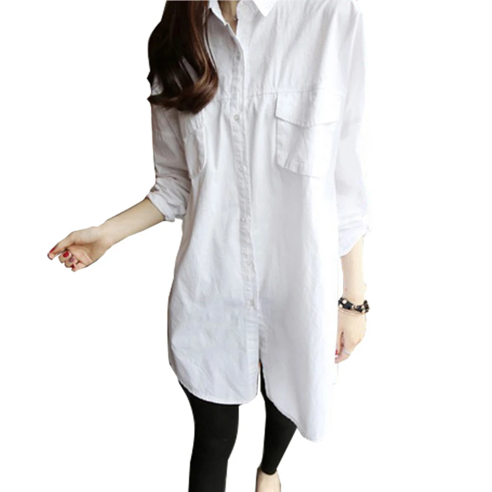 

Casual Loose Women Shirts 2019 Autumn Fashion Collar Plus Size Blouse Long Sleeve Buttons White for Female Shirt Tops Streetwear