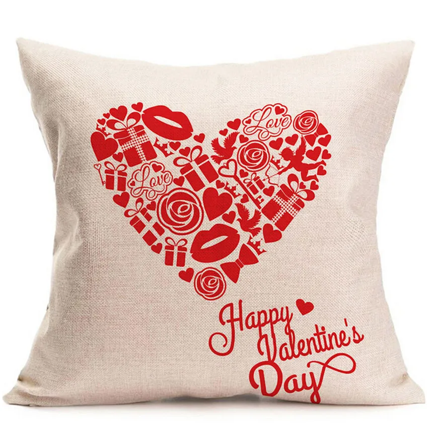 Ouneed Pillow Cases Linen cotton Valentine's Day Fashion Throw Pillow